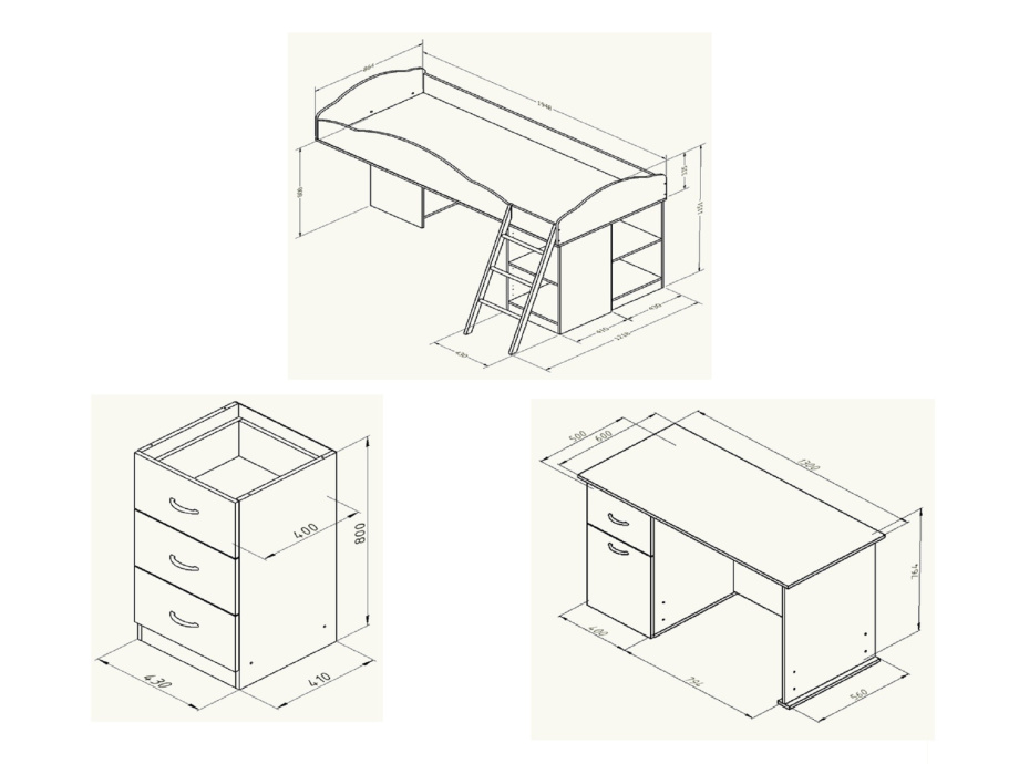 Кровать-чердак "Дюймовочка 5.2"