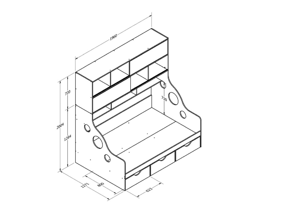 Кровать с антресолью ДЕЛЬТА 21.02