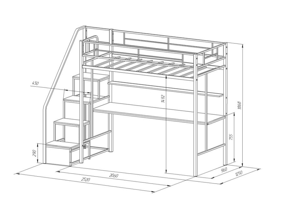 Кровать-чердак "Севилья 1Л"