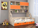 Кровать с антресолью ДЕЛЬТА 21.02 (Дуб сонома - Оранжевый)