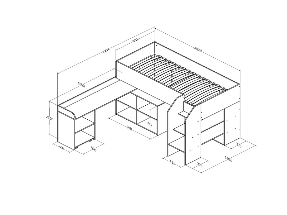 Кровать-чердак "Теремок 2" правая