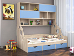 Кровать с антресолью ДЕЛЬТА 21.02 (Дуб сонома - Голубой)